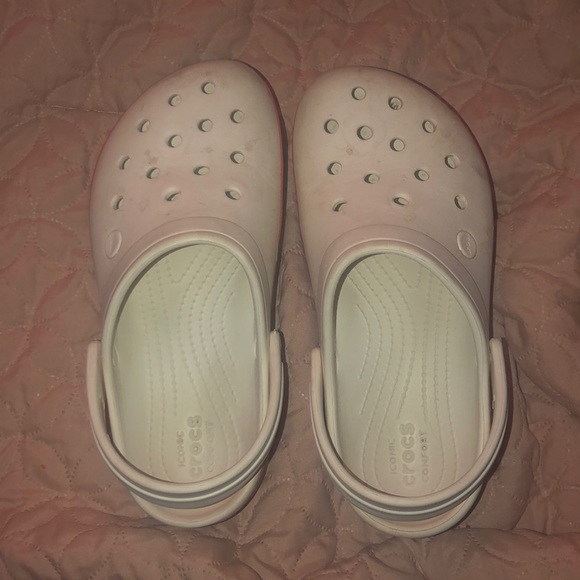 white rainbow platform crocs